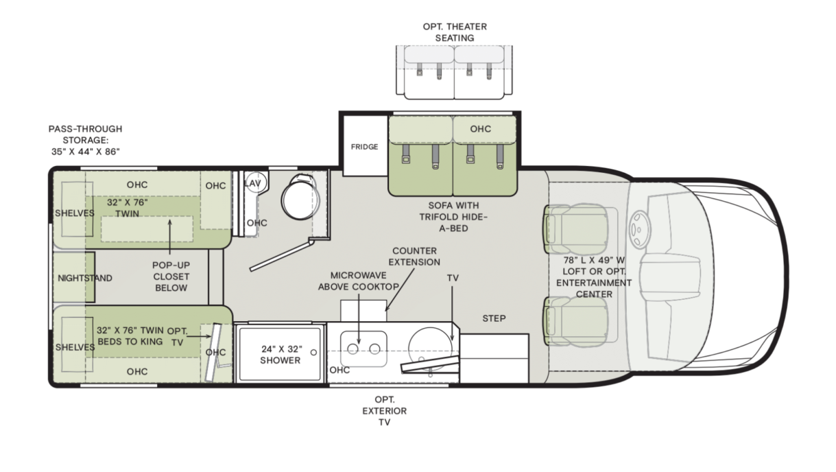 2025 Tiffin Motorhomes Wayfarer 25LW Floorplan Image